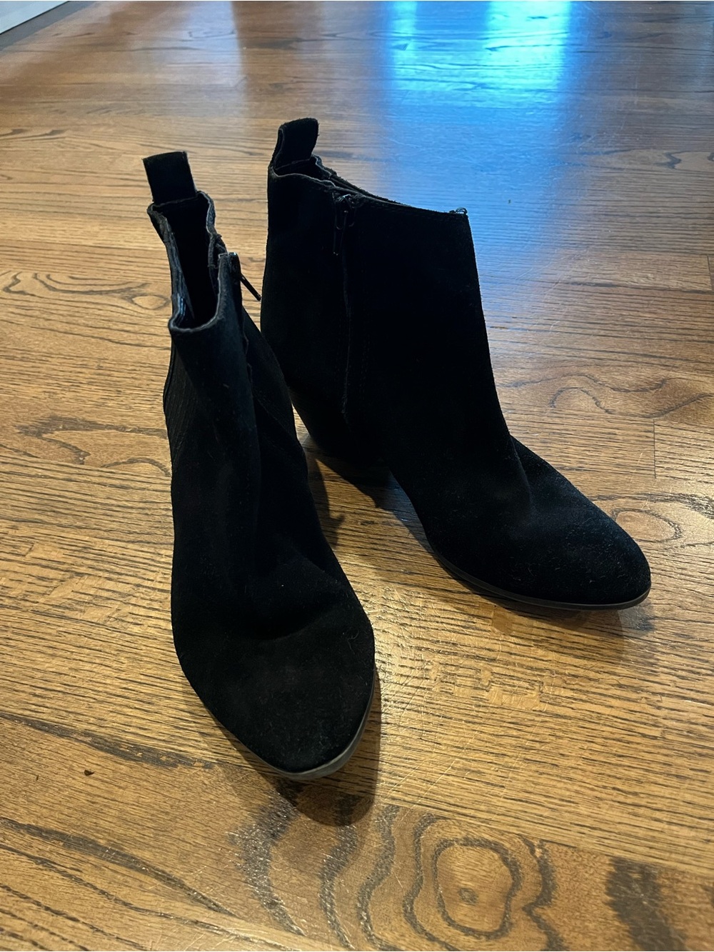Women’s Black Suede Frye Chelsea Ankle Bootie Side Zip Block Heel Size 9M